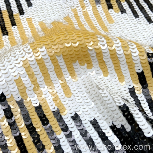 Polyester Knitting Metallic Sequin Mesh Embroidered Fabric